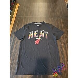 Ultra Game Men's Black Nba Miami Heat Basketball T Shirt Shirt Size Reg Large